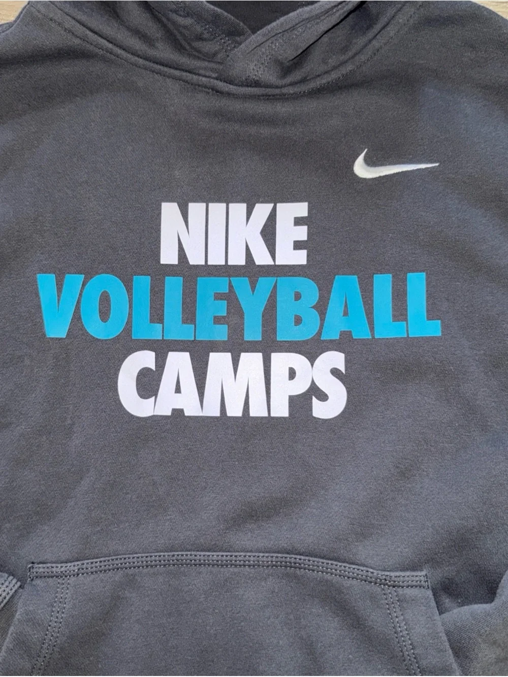 Nike Black Hoodie with Blue & White Volleyball Camps Print big kids XL